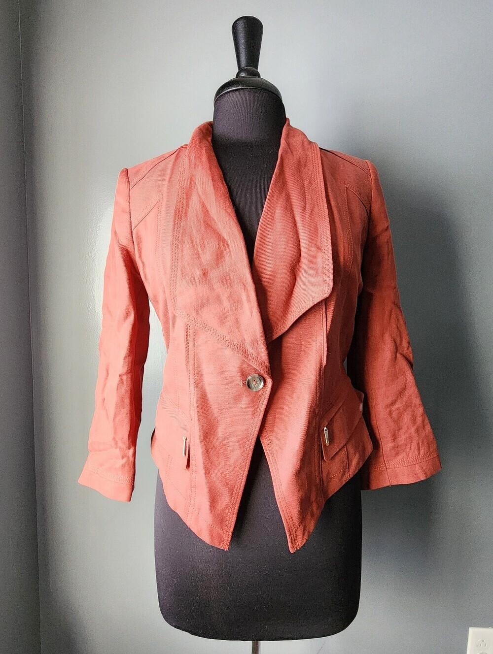 White House Black Market Rust Linen Cropped Blazer